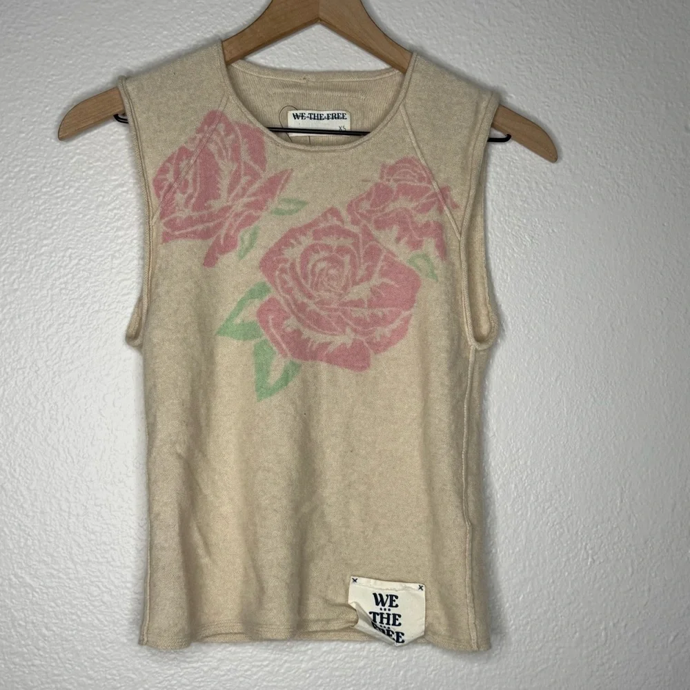 Free People Cashmere Muscle Sweater in Champagne Combo, size XS NWT